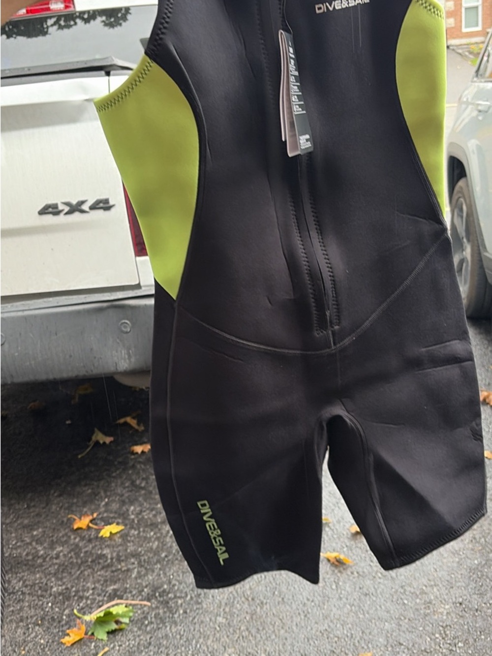 New unisex Black and Lime Shorty Wetsuit - large